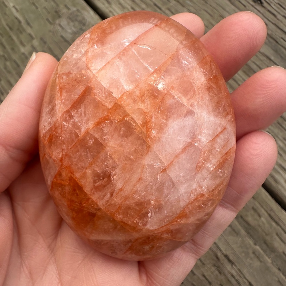 Large Fire Quartz Palm Stone